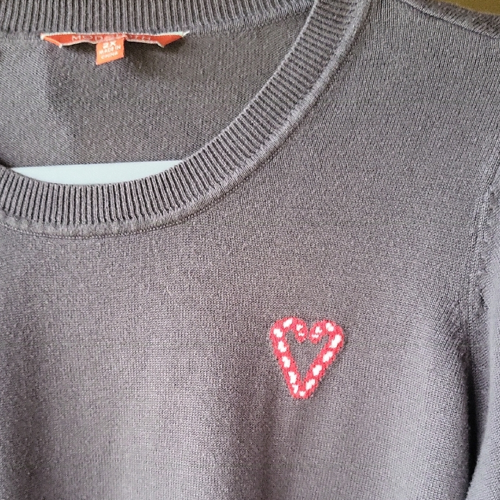 Candy Cane Heart Elbow Sweater